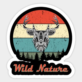 Wild Nature Deer White Abstract Sunset Sticker